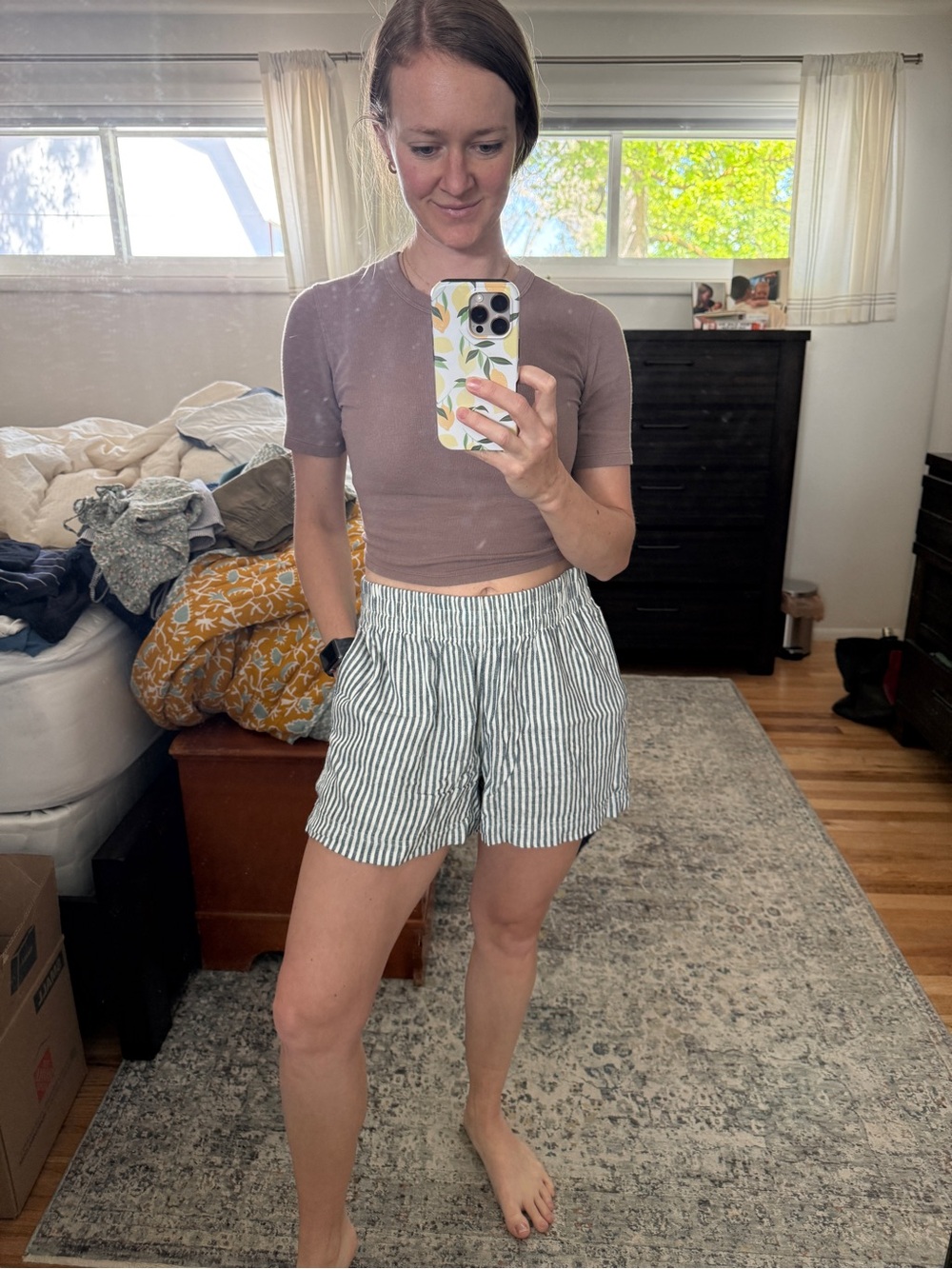 Old Navy Blue and White Striped Pull-On Shorts